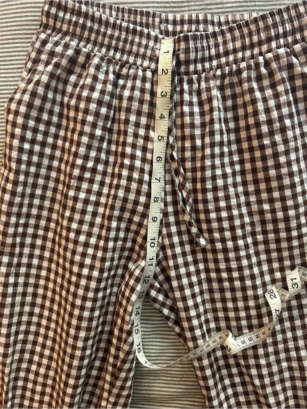 Brown and White Gingham Wide Leg Pants - Picture 4 of 8